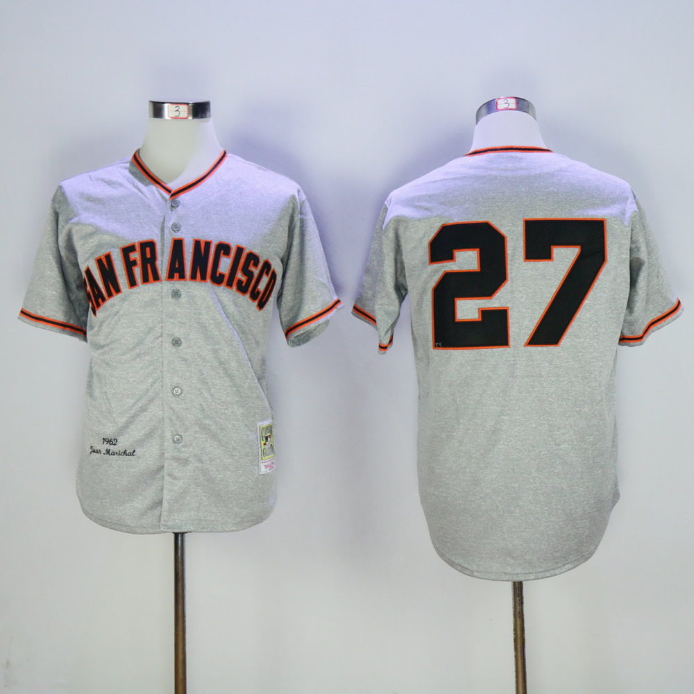 Men San Francisco Giants 27 Marichal Grey Throwback MLB Jerseys